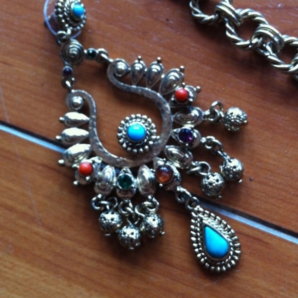 Turquoise With Accented Gems, Necklace & Earring Set, EUC - Picture 3 of 6